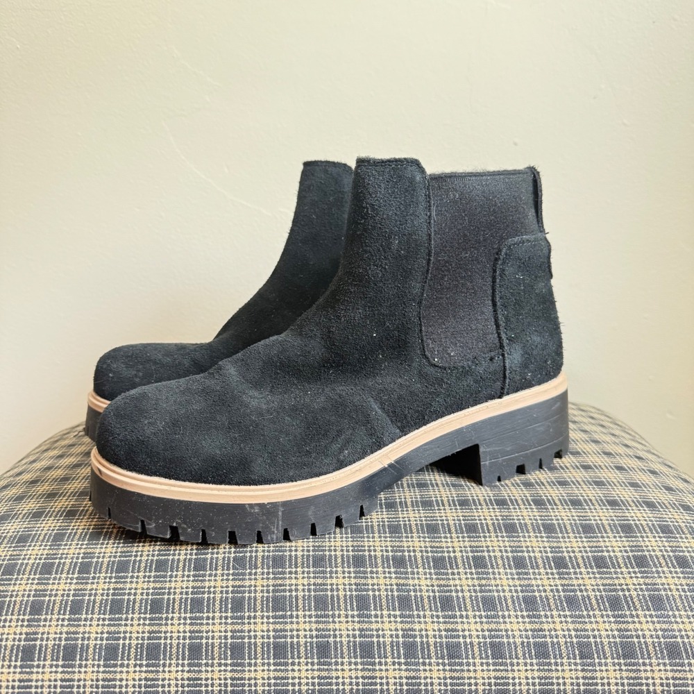 Eddie Bauer Bellingham Waterproof Suede Chelsea Boot Size 9 Black